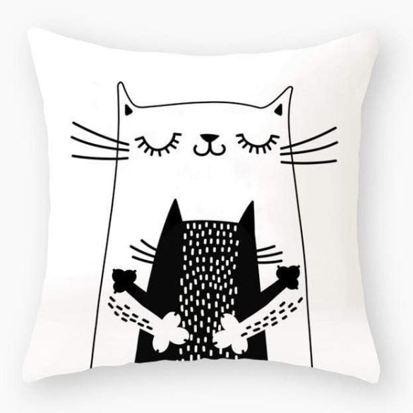 Love Cat Sketch Cushion Cover