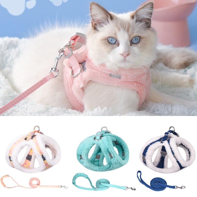 High-end cat harness and leash sets Cat Puppy Harness and Leash Sets Winter Warm Pet Reflective Harnesses Vest for Cats Kitten Small Dogs Yorkshire