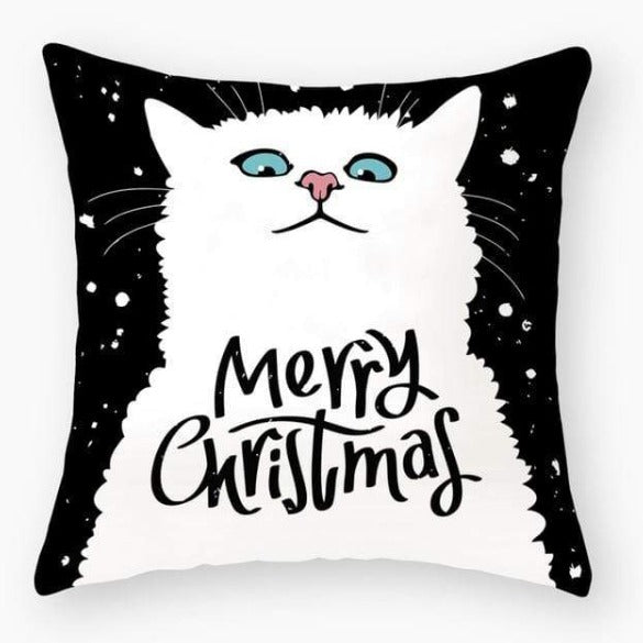 Merry Christmas Cat Pillow Cover