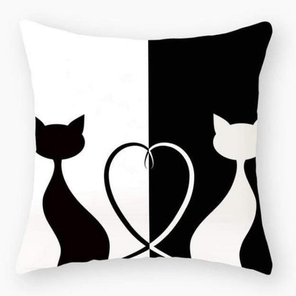Minimal Cat Couple Cushion Cover