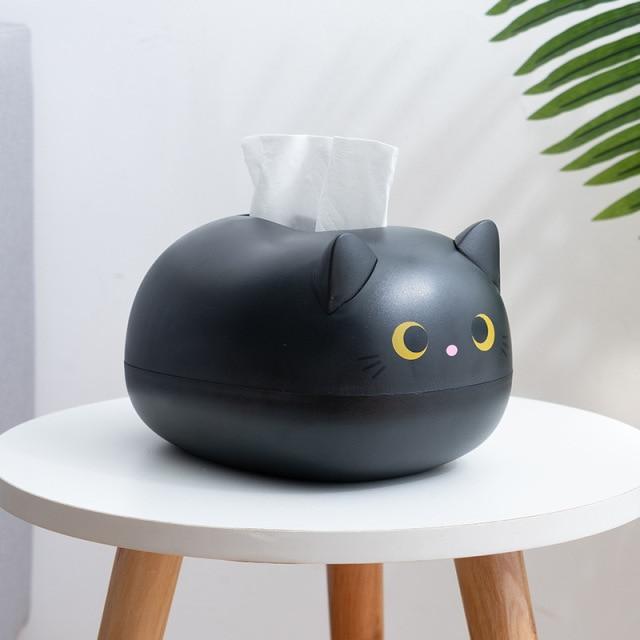 Minimalist Black Cat Tissue Box Holder – Nordic Style Decor