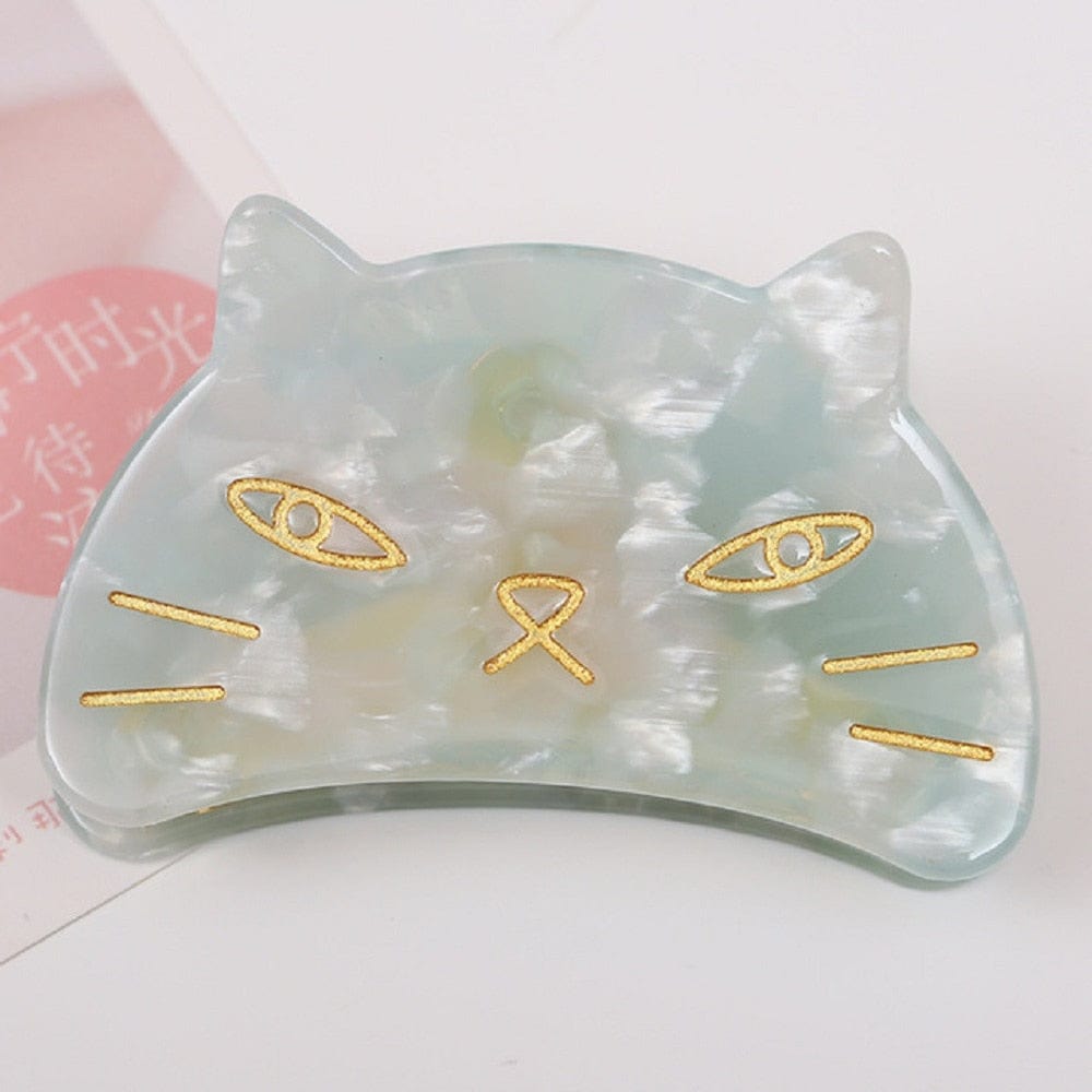 Mint Green Cat Claw Hair Clip Pastel Animal Design