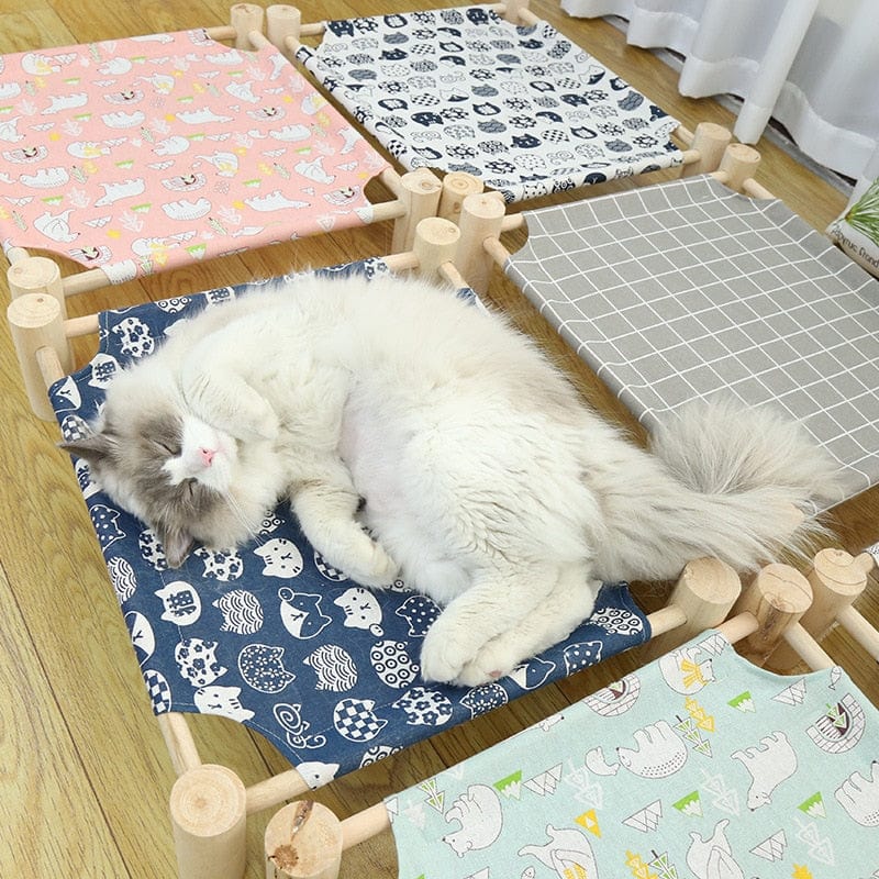 Stain-resistant cat bed frame with washable cover pet house hammock bed