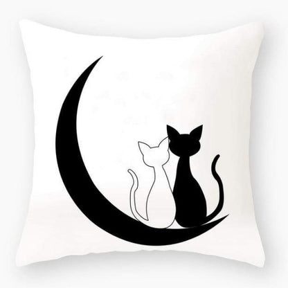 Moon & Cat Silhouette Pillow Cover