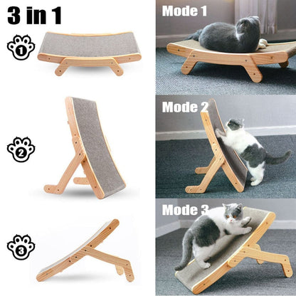 Wooden cat lounge with scratching pad cat scratching furniture