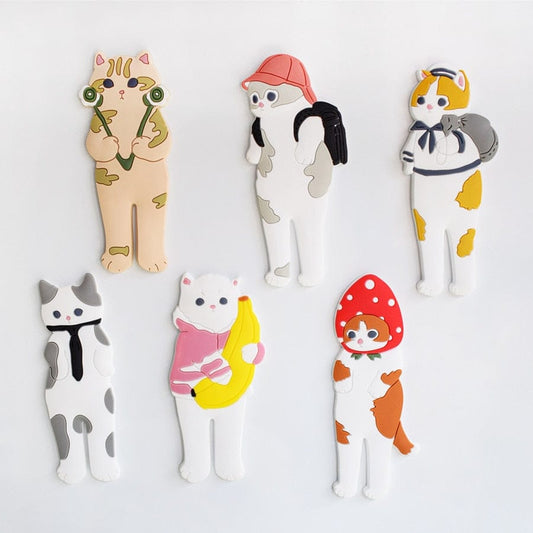 Versatile magnetic cat hooks with multiple usesVersatile magnetic cat hooks with multiple uses 1pc Multifunctional Cute Cat Magnetic Hooks Removable Decorative Fridge Sticker Refrigerator Message Magnet Key Holder
