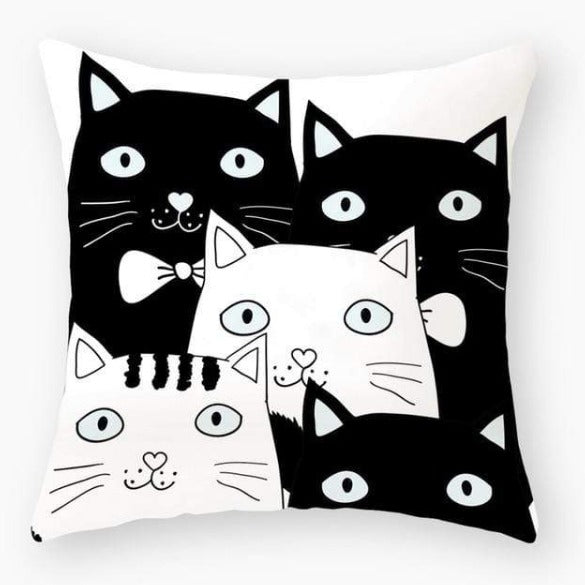 Multiple Cats Cartoon Cushion Cover