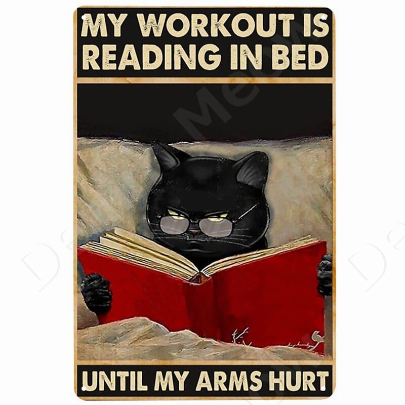 My Workout Is Reading in Bed Cat Lover Wall Art