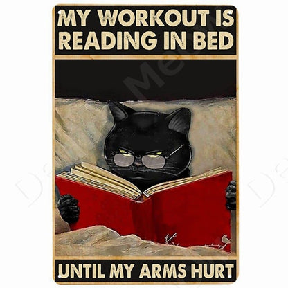My Workout Is Reading in Bed Cat Lover Wall Art