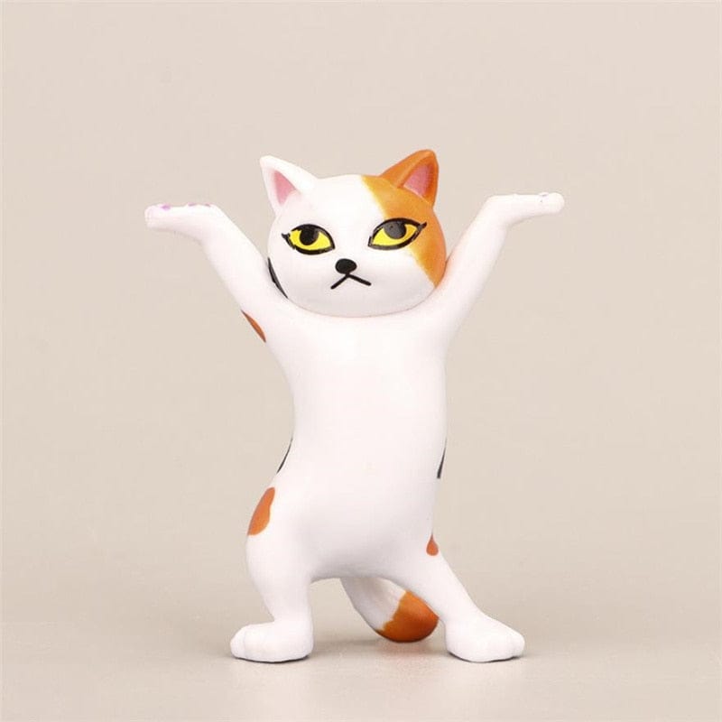 Orange-Eared White Dancing Cat – Cheerful Pose