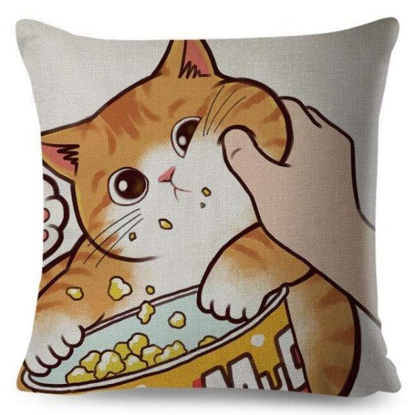 Orange Kitten Snack Lover Pillow Cover