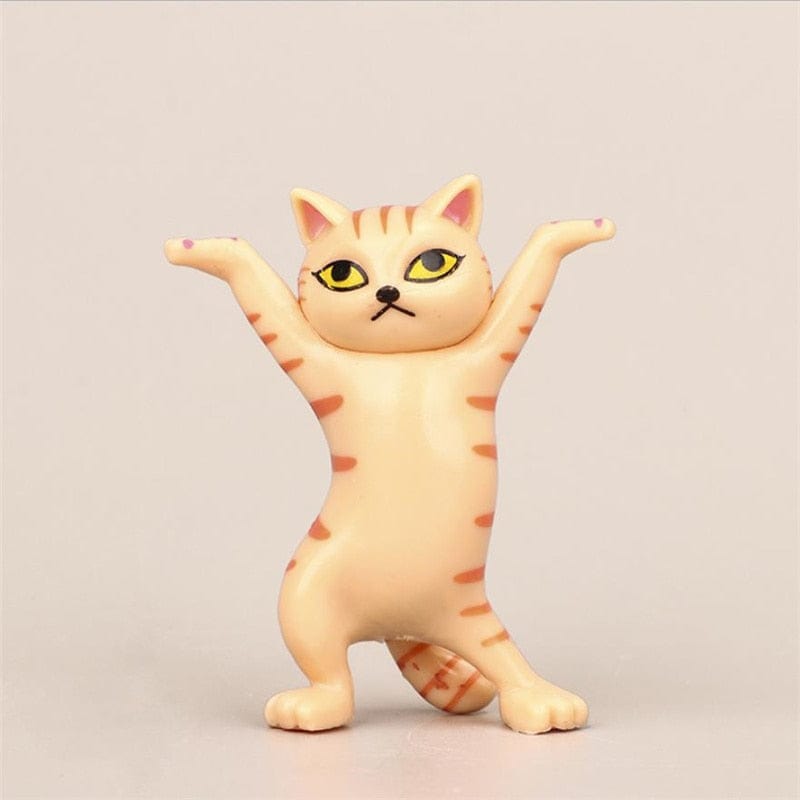 Orange Tabby Dancing Cat Figurine – Lively Expression