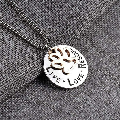  Cat Claw Pendant Necklace Letter Live Love Rescue Cat Claw Necklace