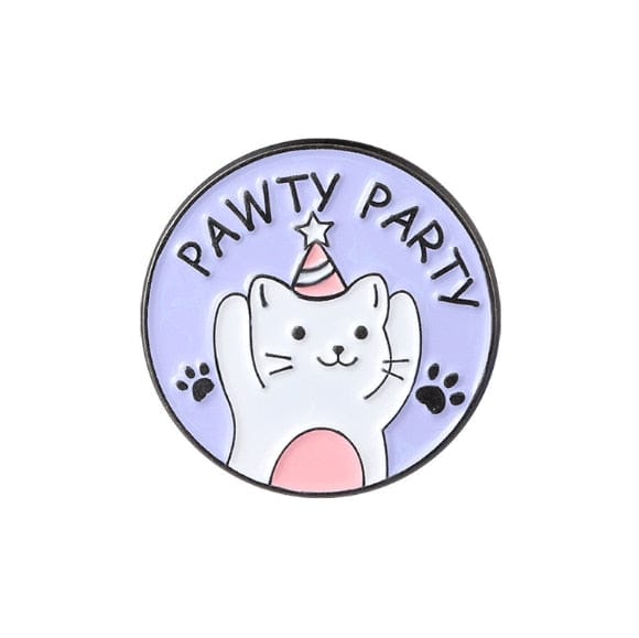 Pawty Paws Cat Enamel Pin – Cute Party Cat Brooch