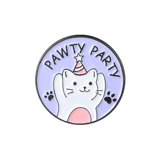 Pawty Paws Cat Enamel Pin – Cute Party Cat Brooch