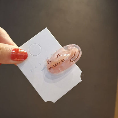 Peach Marble Oval Cat Hair Clip Elegant Style