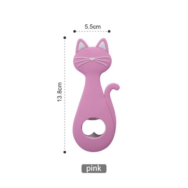 Cute cat magnetic bottle opener Black Pink Cat Magnetic Bottle Opener 