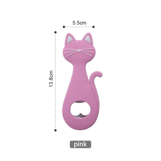 Cute cat magnetic bottle opener Black Pink Cat Magnetic Bottle Opener 