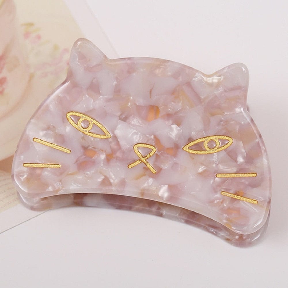 Pink Marble Cat Claw Hair Clip Cute Animal Style