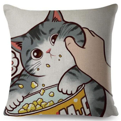 Playful Grey Cat Snack Bowl Cushion