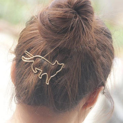 Ponytail Styling Back View With Cute Cat Hair Clip
