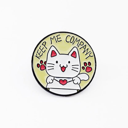Positive Cat Face Brooch – Floral Kitty Enamel Pin