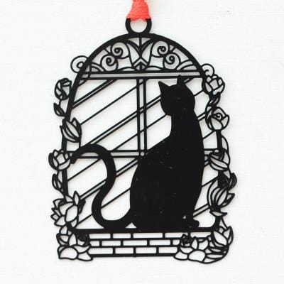 Whimsical cat silhouette bookmarks cute black cat bookmark
