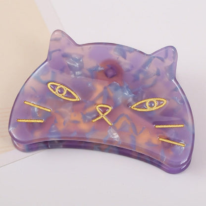 Purple Cat Face Claw Clip Trendy Animal Hair Accessory