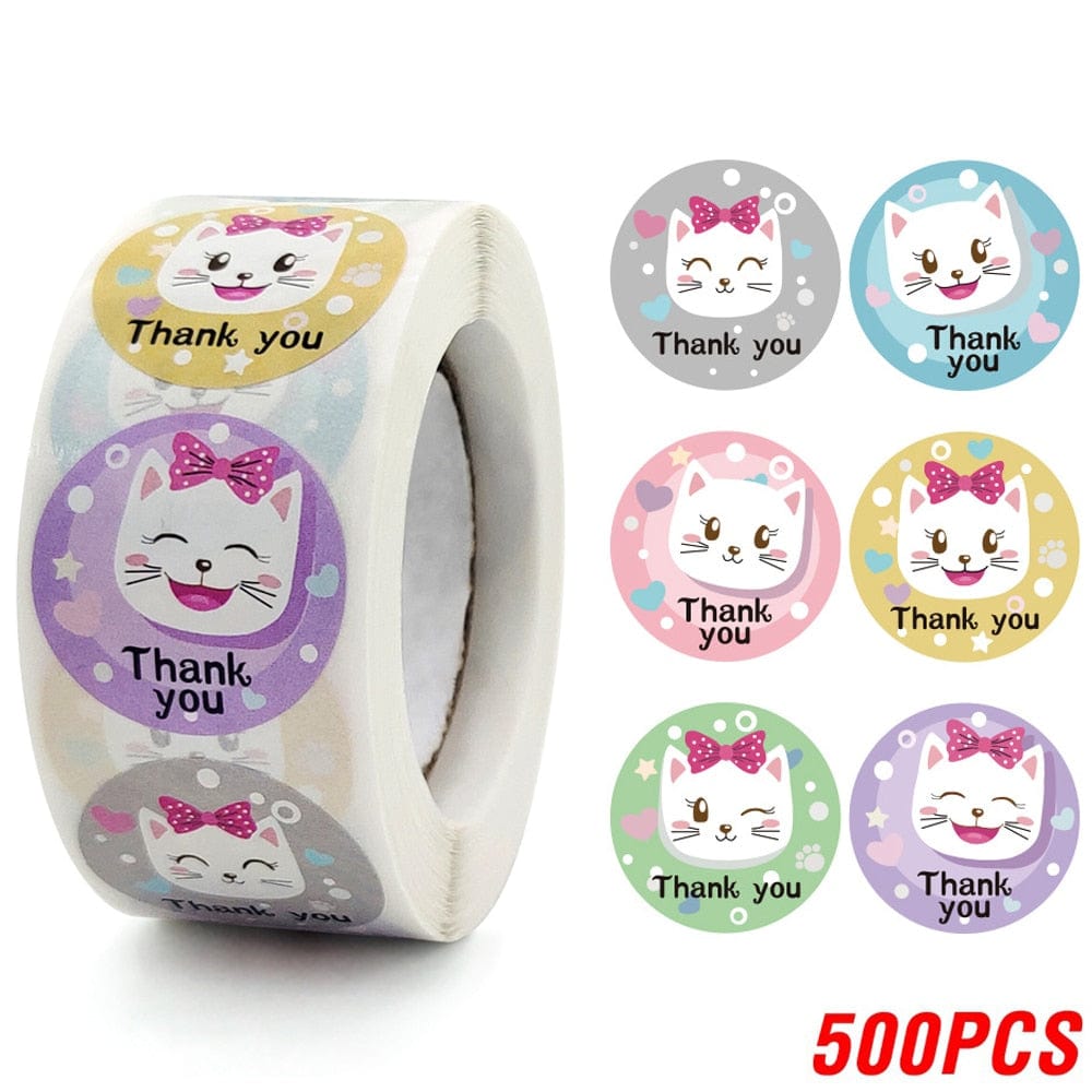Cat Paw Print Thank You Stickers stationery stickers cats
