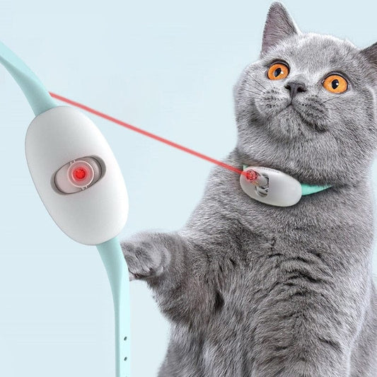 Rechargeable cat laser collar teasing toy for active cats

