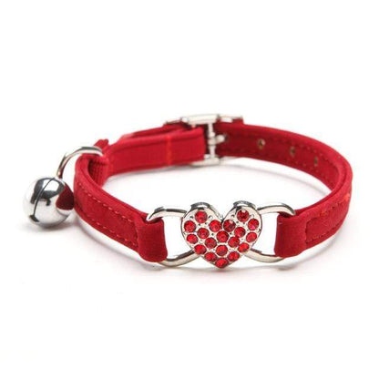 Red Cat Collar with Heart Charm & Bell