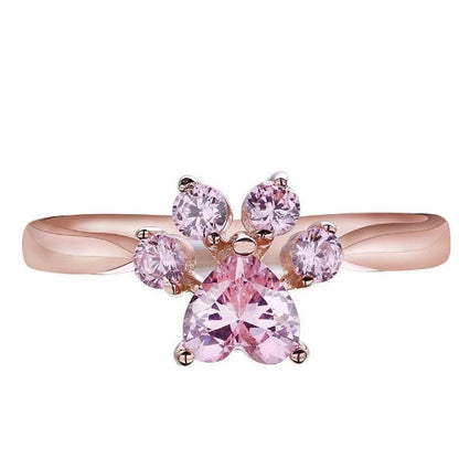 Rose Gold Cat Paw Rose Quartz Ring – Close-Up Detail