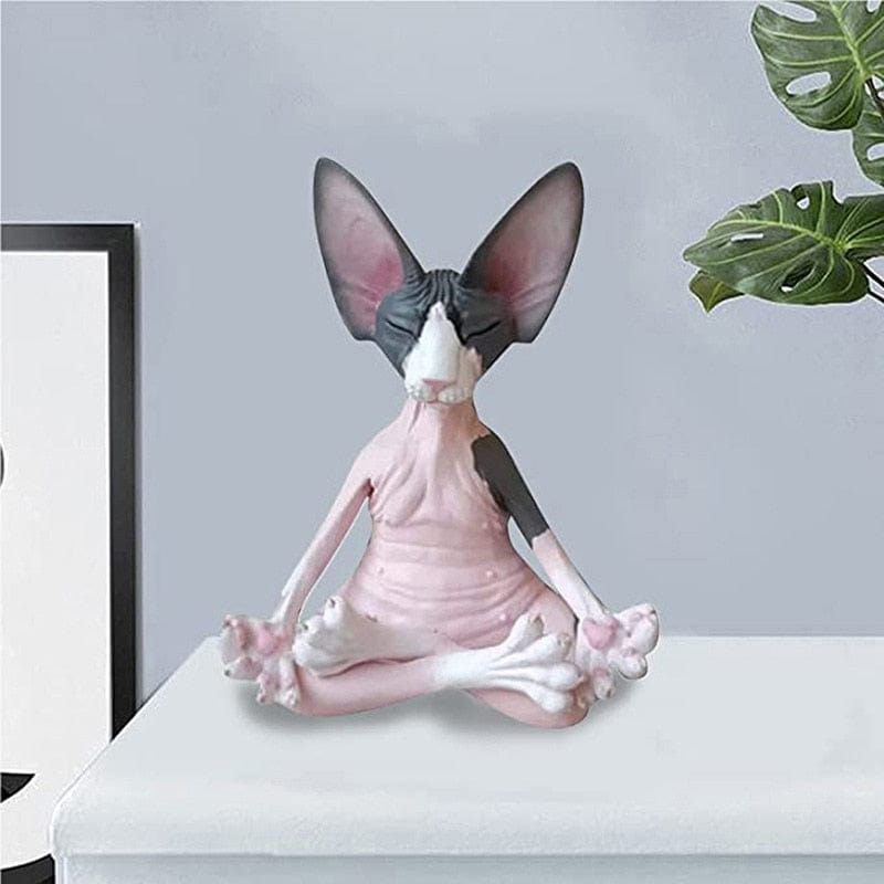Sphynx cat yoga miniature figurines