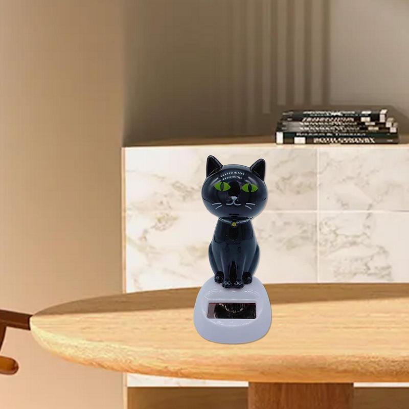 Cute solar powered cat figurine for car