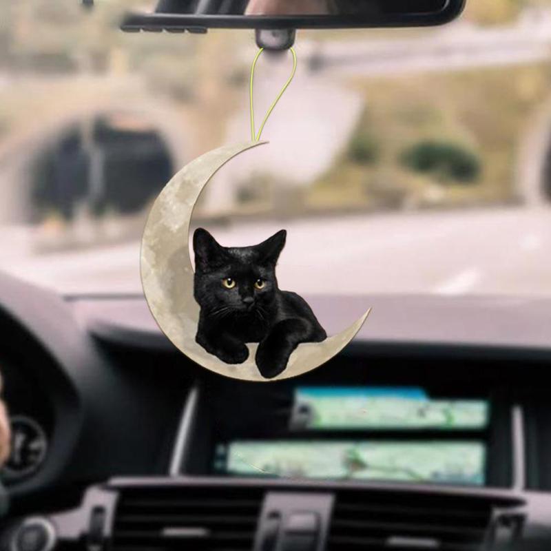 Whimsical cat-shaped mirror ornament for home decor