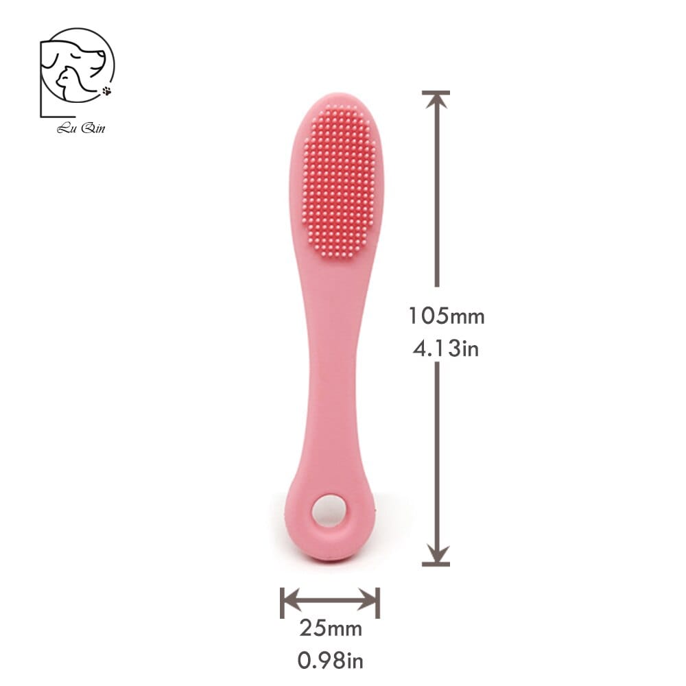 Finger cat brush with dual tooth and eye care