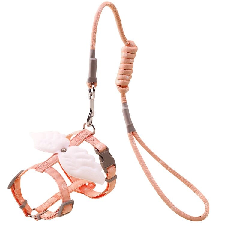Cat strap harness with adorable angel wings