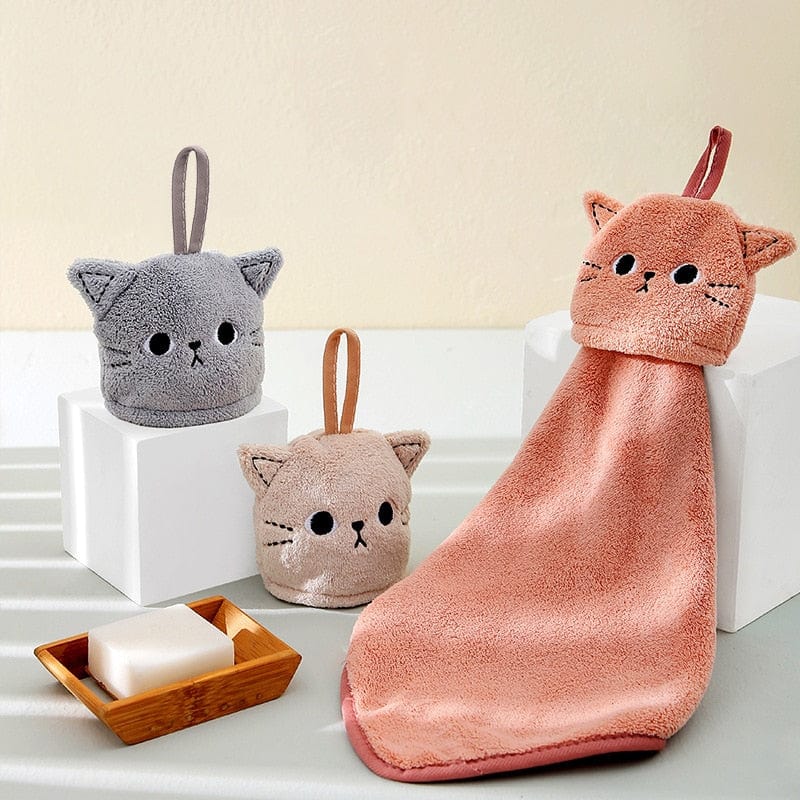 Adorable cat face bathroom hand towel Cat Hand Towel For Child Super Absorbent Microfiber Kitchen Towel High-efficiency Tableware Cleaning Towel Bothroom Tools
