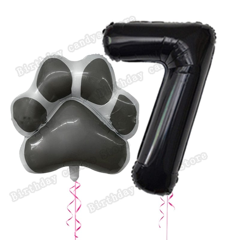 Cat paw-shaped number balloons for kitty-themed parties
