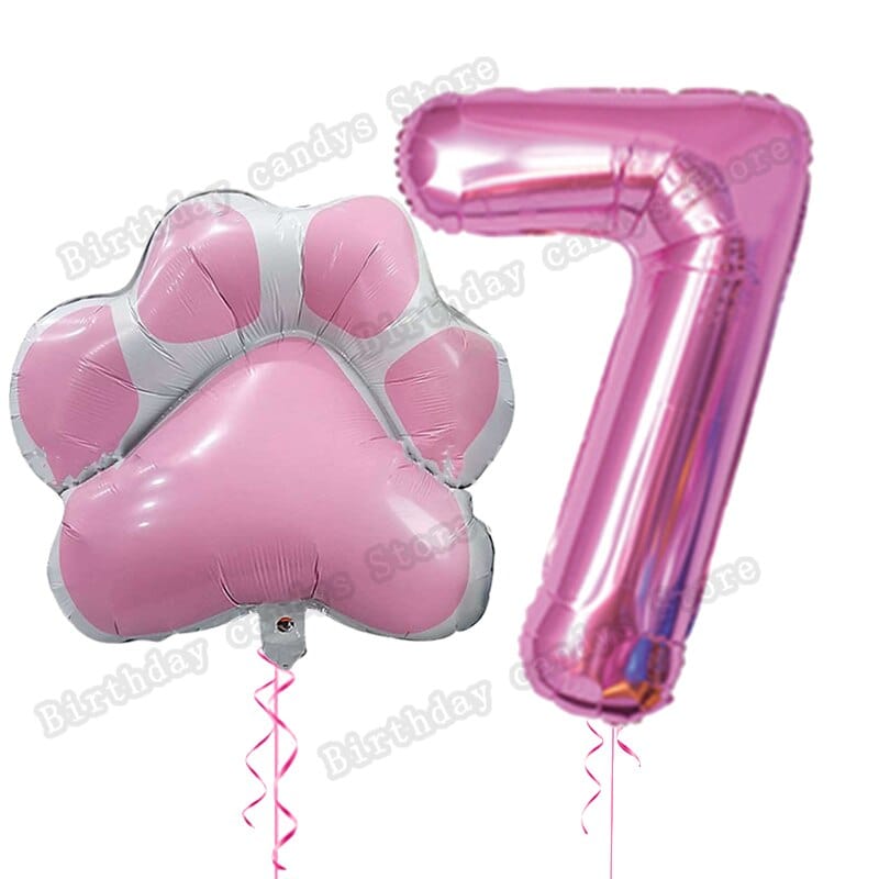 Customizable cat paw number balloons for birthdays