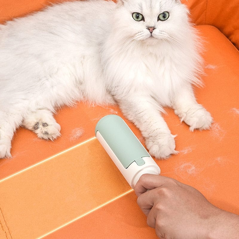 Ergonomic cat hair remover brush catcher for quick cleanup