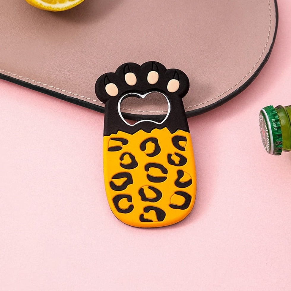 Cat paw-shaped magnet bottle opener for cat-themed parties