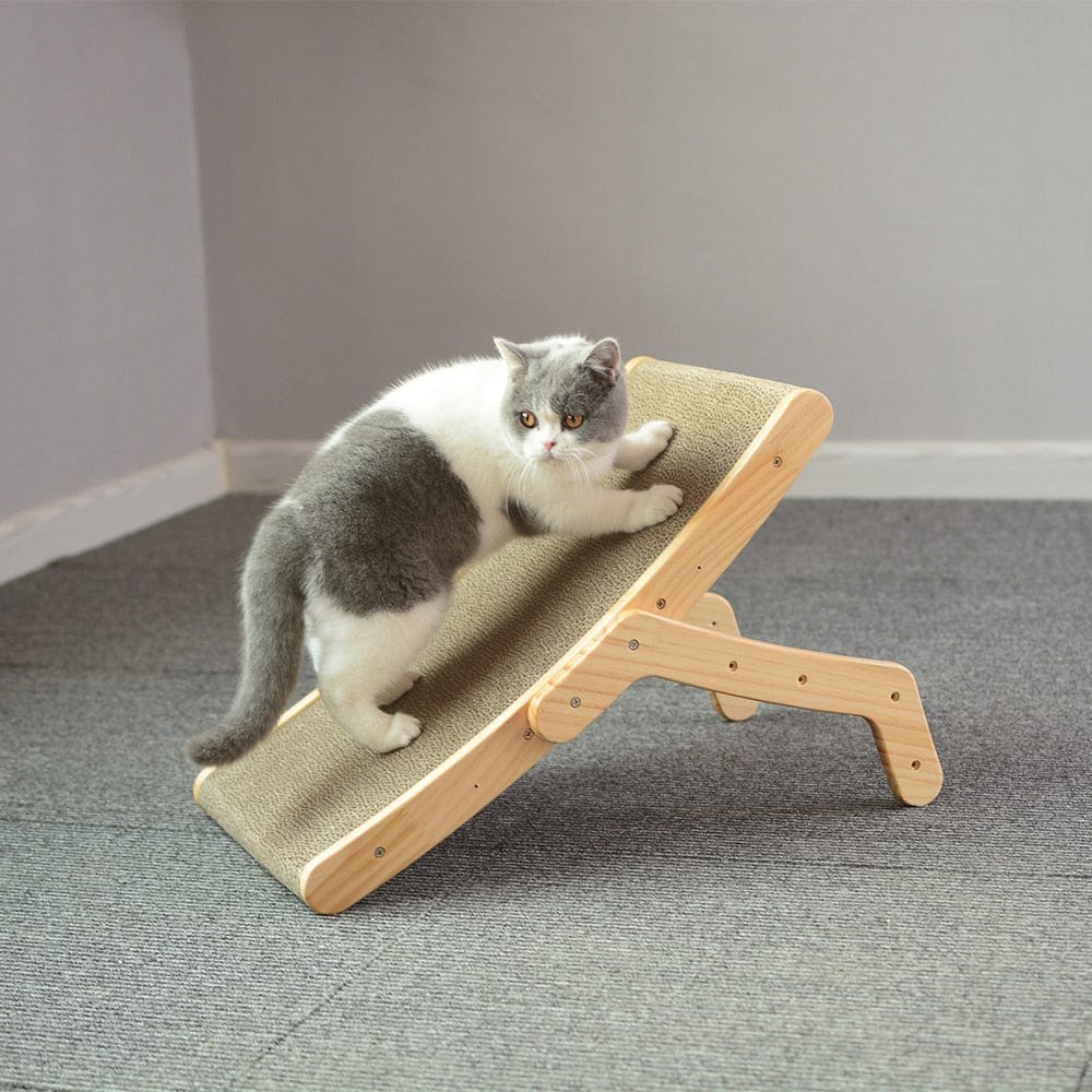 Cat scratcher lounger made of wood