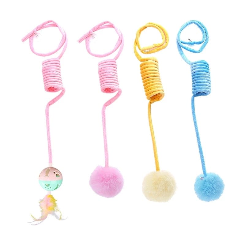 Interactive woolen coil toy for feline fun
