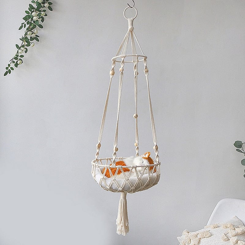 Bohemian-style wall hanging cat hammocks