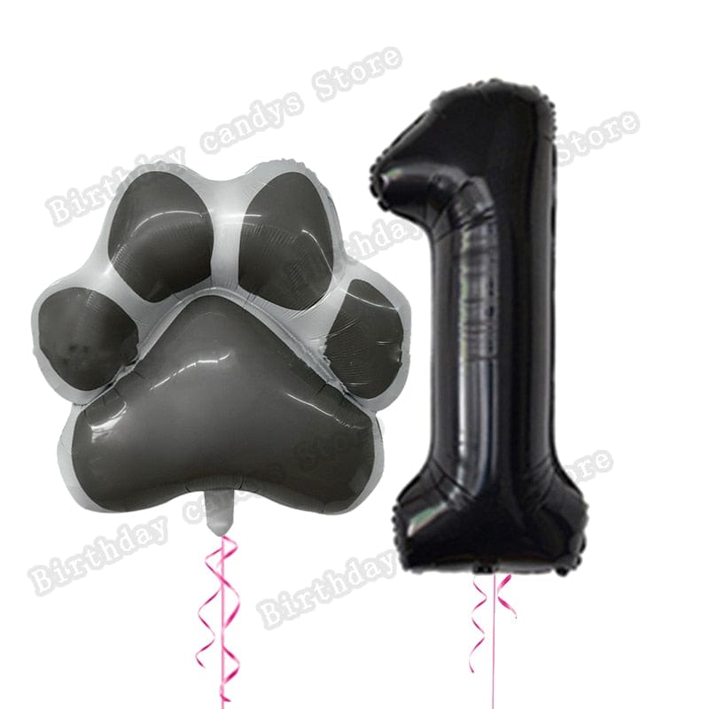 Customizable cat paw number balloons for birthdays