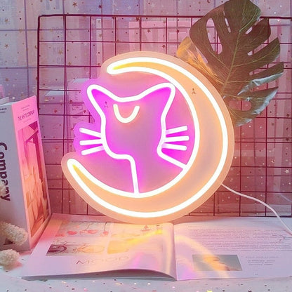 Cat lamp LED neon lights collection ,Neon Sign Sailor Moon Luna Cat Bedroom Neon Sign/Game Room/Living Room Wall Decor Art Led Neon Sign Graduation Gifts