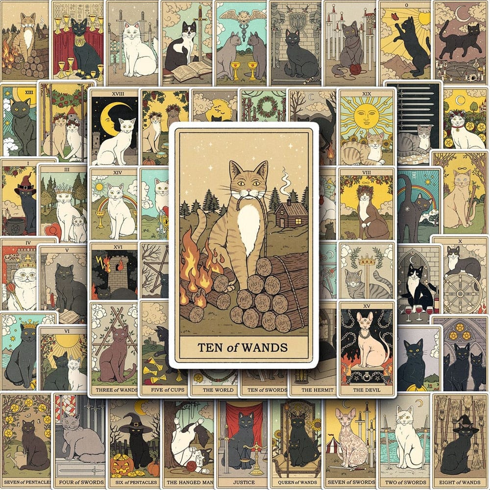 Whimsical cat tarot cards