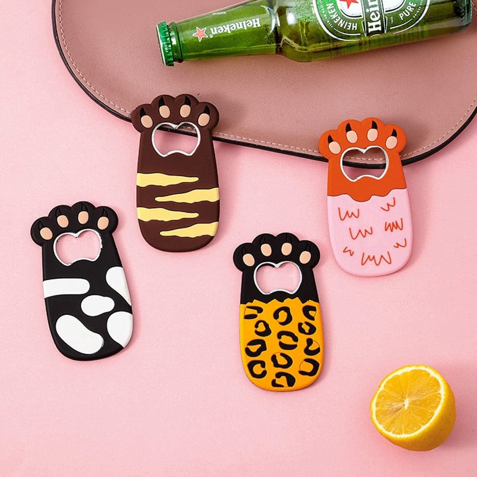 Novelty cat paws bottle opener with magnetic backing
