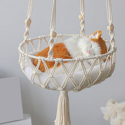 Artisanal hand-woven cat hammocks